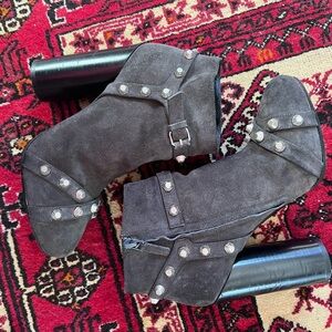 Balenciaga Grey Studded Heeled Boots